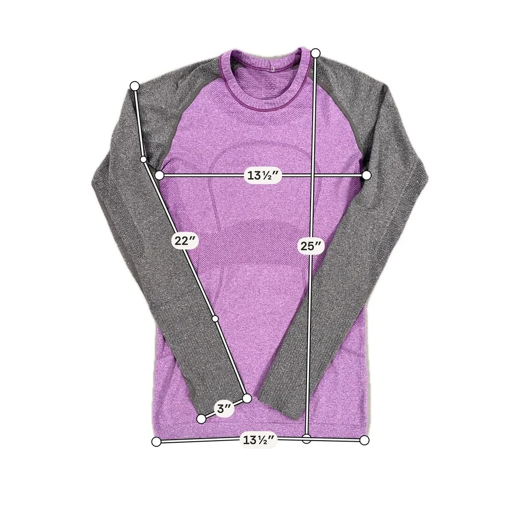 Lululemon Shirt Womens 4 Purple Gray Swiftly Tech Long Sleeve Athletic Thumbhole